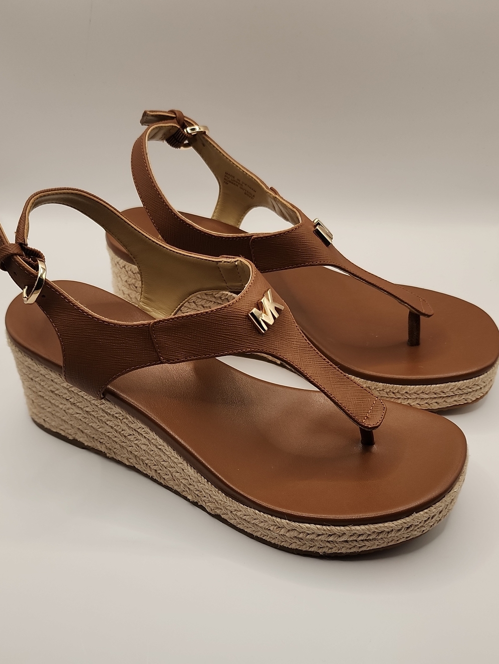 Michael Kors Tan Wedge Thong Sandals